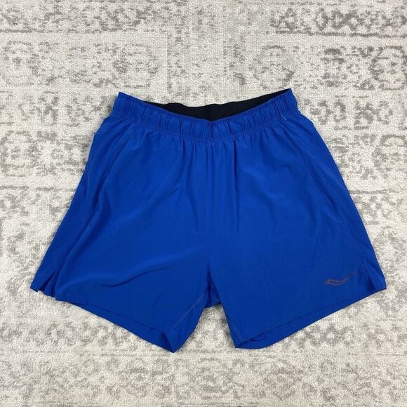 Saucony Running Shorts Outpace Blue Active Drawstring Pockets Men Size Medium - Picture 1 of 6